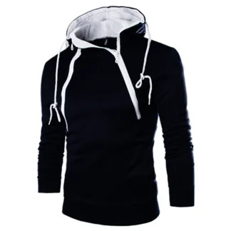 Asymmetrical Zippered Neckline Hoodie Jacket