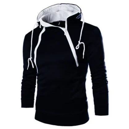 Asymmetrical Zippered Neckline Hoodie Jacket