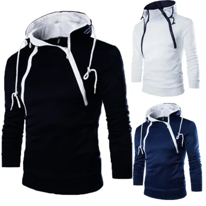 Asymmetrical Zippered Neckline Hoodie Jacket - Image 2