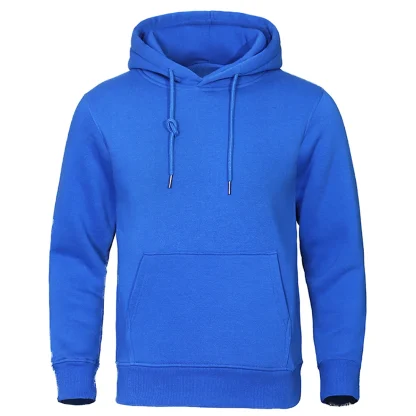 Solid Color Warm Hoodie with Open Pocket - Image 11
