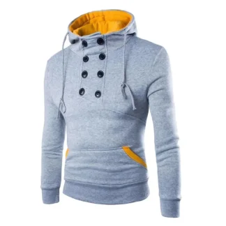 Pullover Slim Fit Hoodie with Button Decor