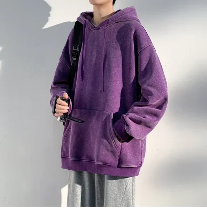 Washed Casual Hoodie with Front Pocket - Image 10