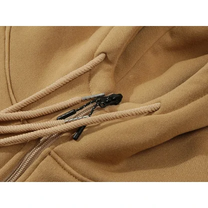 Zippered Hoodie with Color Block Design - Image 8