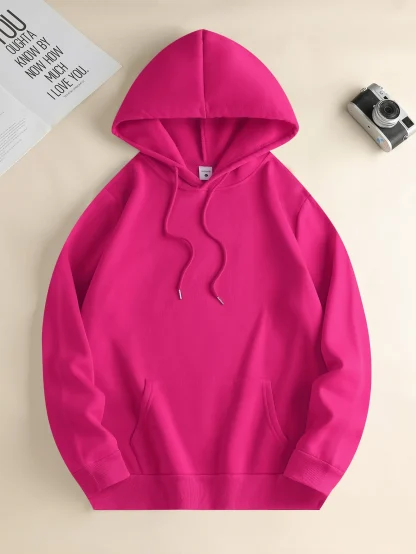 Warm Pink Hoodie Jacket with Front Pocket