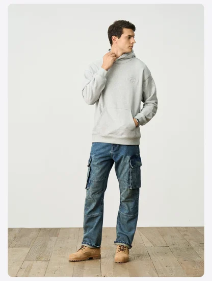 Embroidered Pullover Hoodie with Pocket - Image 10