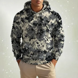 Casual Hoodie with Camouflage Print