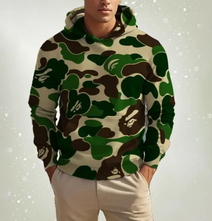 Casual Hoodie with Camouflage Print - Image 3
