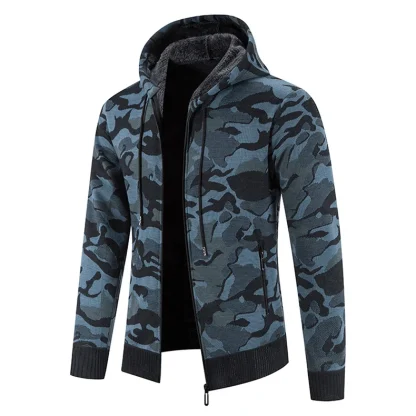 Drawstring Hoodie Jacket with Camo Print - Image 13