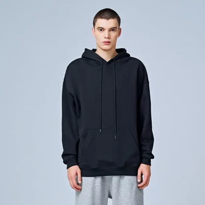 Solid Fleece Hoodie with Long Sleeve - Image 3