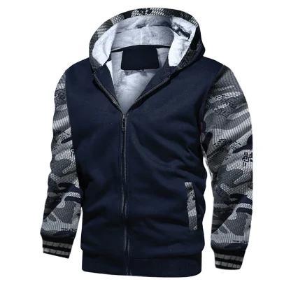 Men's Fleece Zip Jacket with Hood - Image 3