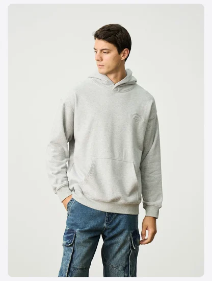 Embroidered Pullover Hoodie with Pocket - Image 7