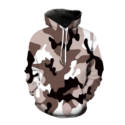 Camouflage Print Hoodie with Drawstring - Image 11