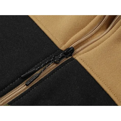 Zippered Hoodie with Color Block Design - Image 9