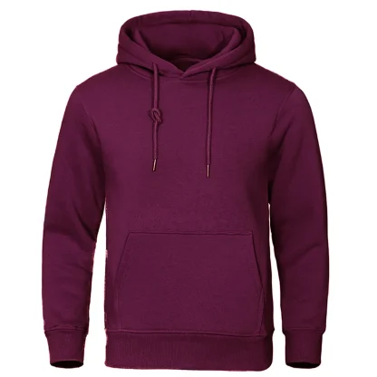 Solid Color Warm Hoodie with Open Pocket - Image 4