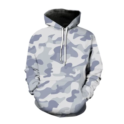 Camouflage Print Hoodie with Drawstring - Image 9