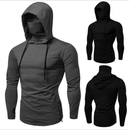 Fitted Hooded Sweatshirt with Mask - Image 2
