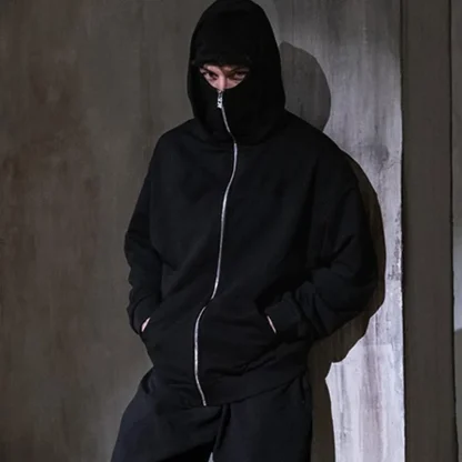 Mask Hoodie Jacket with Zippered Closure - Image 5