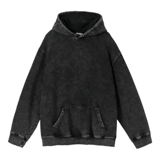 Black Hoodie with Retro Washed Design