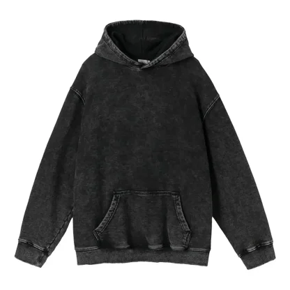 Black Hoodie with Retro Washed Design