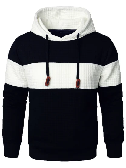 Color Block Warm Hooded Jacket with Drawstring - Image 5