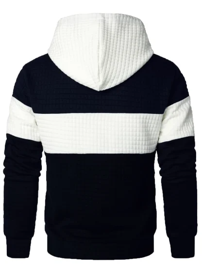 Color Block Warm Hooded Jacket with Drawstring - Image 7