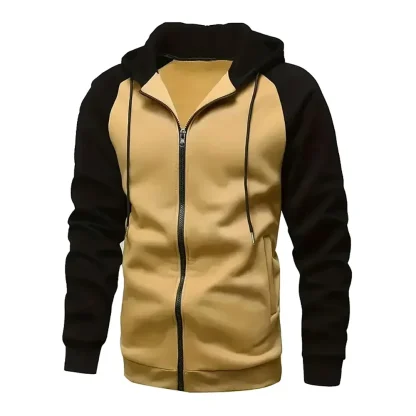 Color Block Hoodie with Zippered Front - Image 11