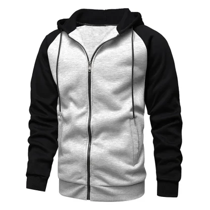 Color Block Hoodie with Zippered Front - Image 6
