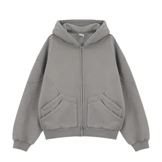 Zippered Front Hoodie with Warm Fleece