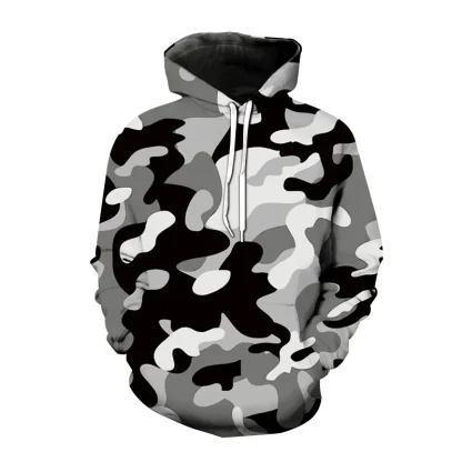 Camouflage Print Hoodie with Drawstring - Image 8