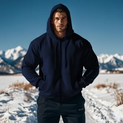 Thick Hooded Sweatshirt with Zipper - Image 6