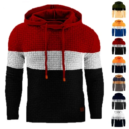 Stripe Color Block Thick Hoodie - Image 7
