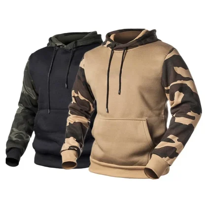 Hooded Sweatshirts with Camo Print Sleeves - Image 2