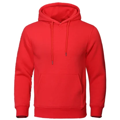 Solid Color Warm Hoodie with Open Pocket - Image 12