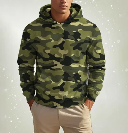 Casual Hoodie with Camouflage Print - Image 4