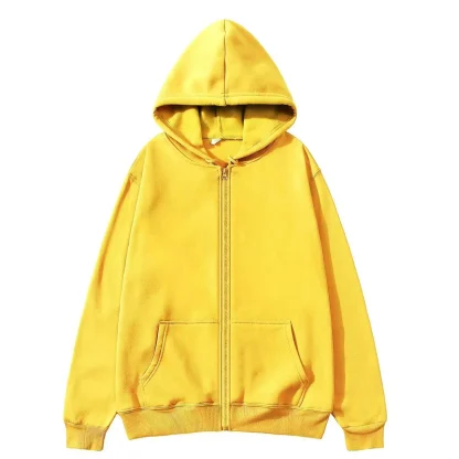 Simple Zippered Hoodie with Front Pocket - Image 10