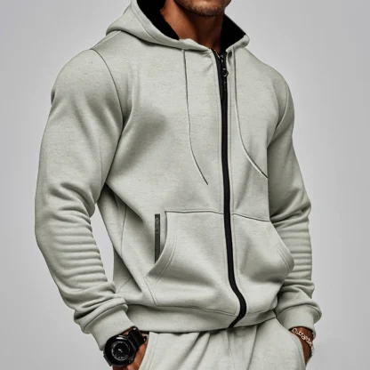 Thick Hooded Sweatshirt with Zipper - Image 8