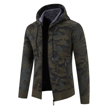Drawstring Hoodie Jacket with Camo Print - Image 15