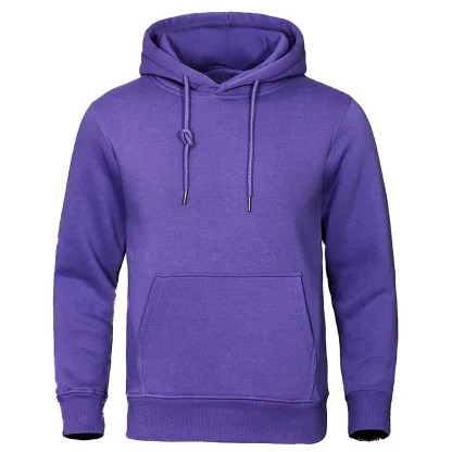 Solid Color Warm Hoodie with Open Pocket - Image 6