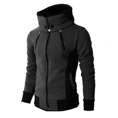 Turtleneck Zippered Hooded Jacket with Pocket - Image 4