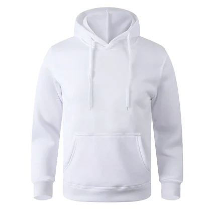 Solid Color Hoodie with Drawstring - Image 2
