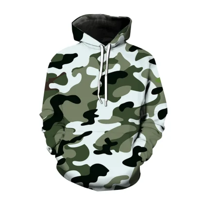 Camouflage Print Hoodie with Drawstring - Image 3