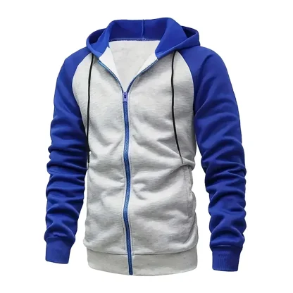 Color Block Hoodie with Zippered Front - Image 9