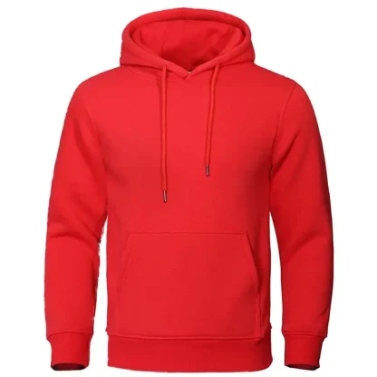 Fleece Warm Men's Hoodie with Drawstring - Image 2