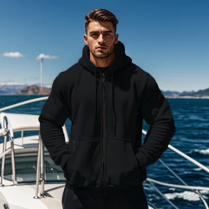 Thick Hooded Sweatshirt with Zipper - Image 5