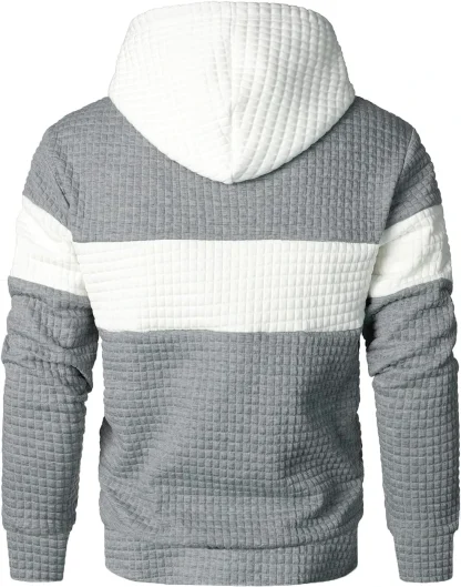 Color Block Warm Hooded Jacket with Drawstring - Image 4