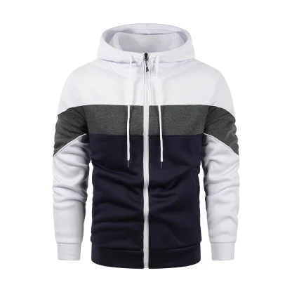 Zippered Hoodie with Color Block Design
