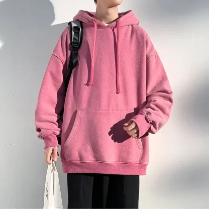 Washed Casual Hoodie with Front Pocket - Image 12