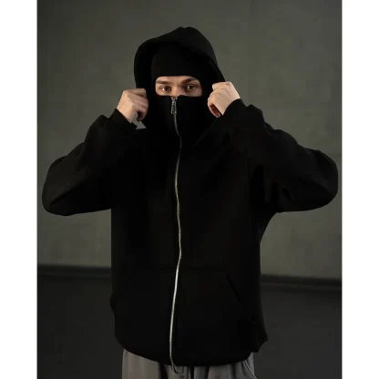 Mask Hoodie Jacket with Zippered Closure - Image 4