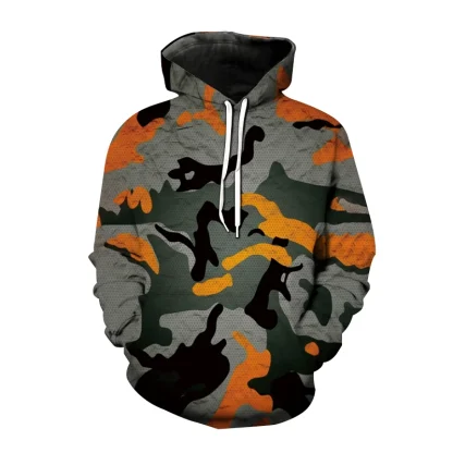 Camouflage Print Hoodie with Drawstring - Image 14
