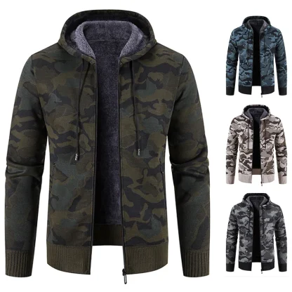 Drawstring Hoodie Jacket with Camo Print - Image 3